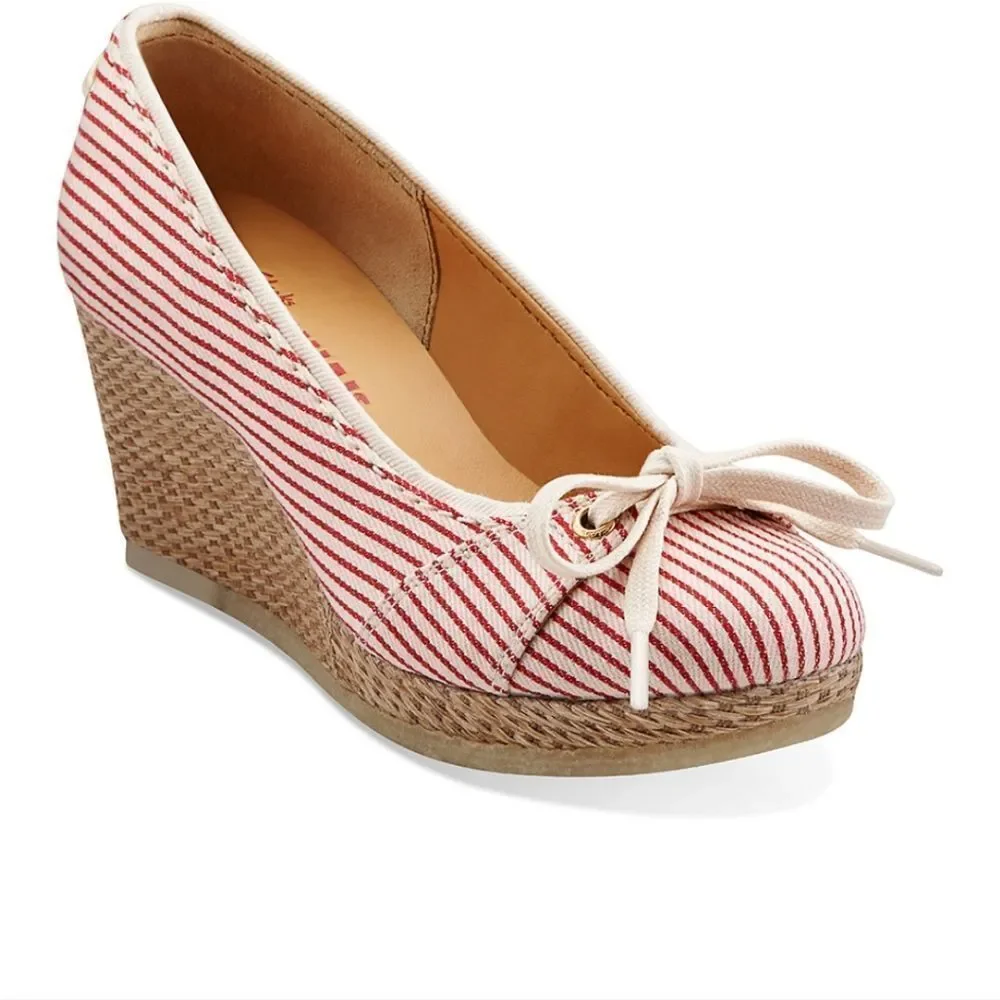 CLARK'S Originals striped espadrille wedges 8